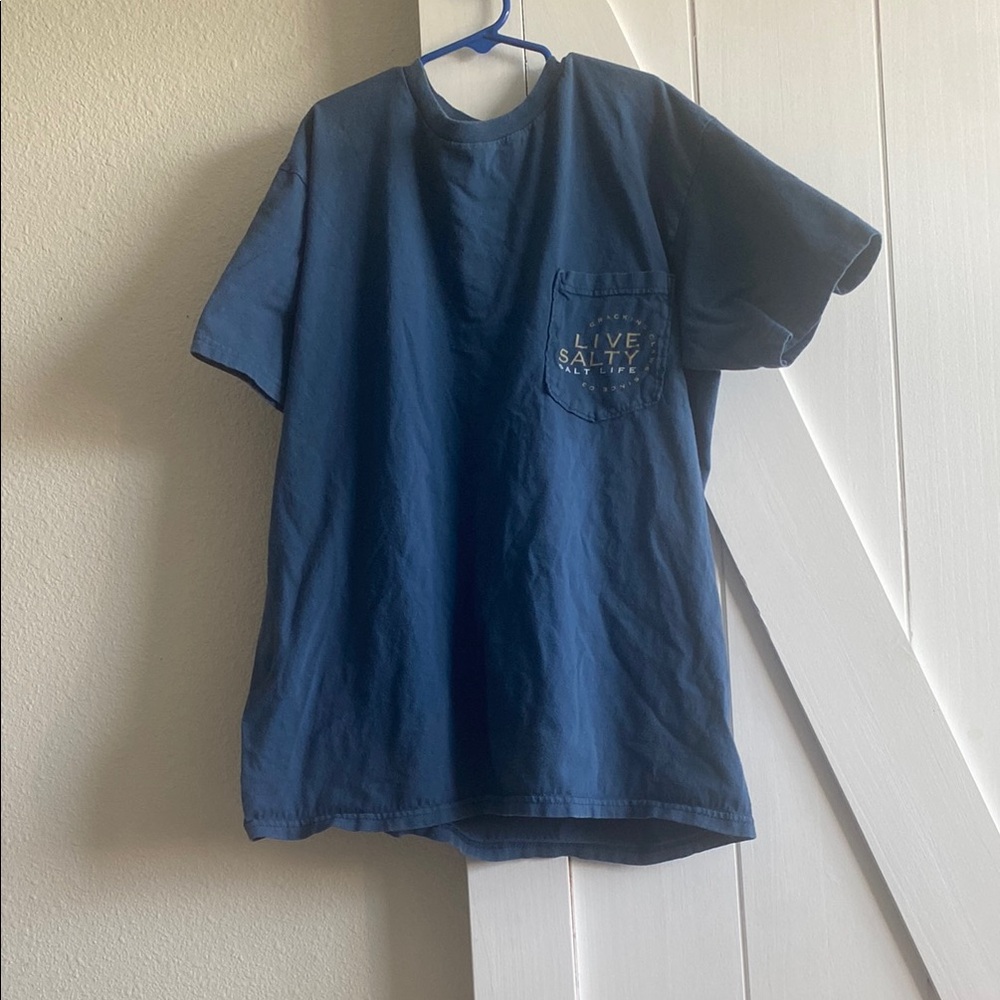 Salt Life Navy Tee with Gold Print Crab Print in Back of Tee Size Medium M